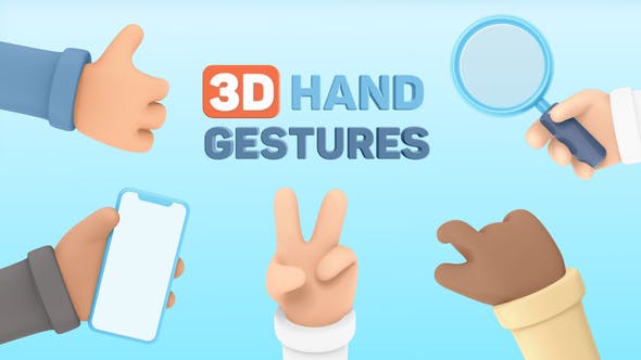 دانلود 50 انیمیشن سه بعدی حرکت دست در افترافکت - 3D Hand Gestures | Mockup Device