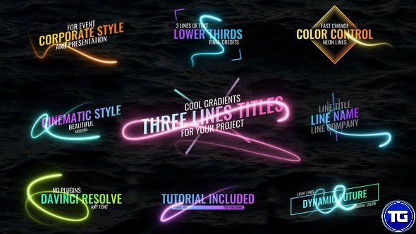 دانلود پروژه پریمیر تایتل خطوط نئونی همراه آموزش ویدئویی - Light Lines Titles